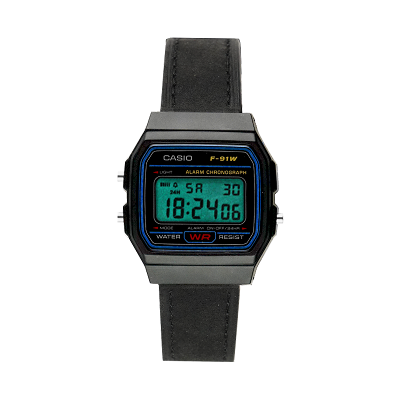 

CASIO Ретро серия кварцевый механизм натуральный кожаный ремешок унисекс черный циферблат часы