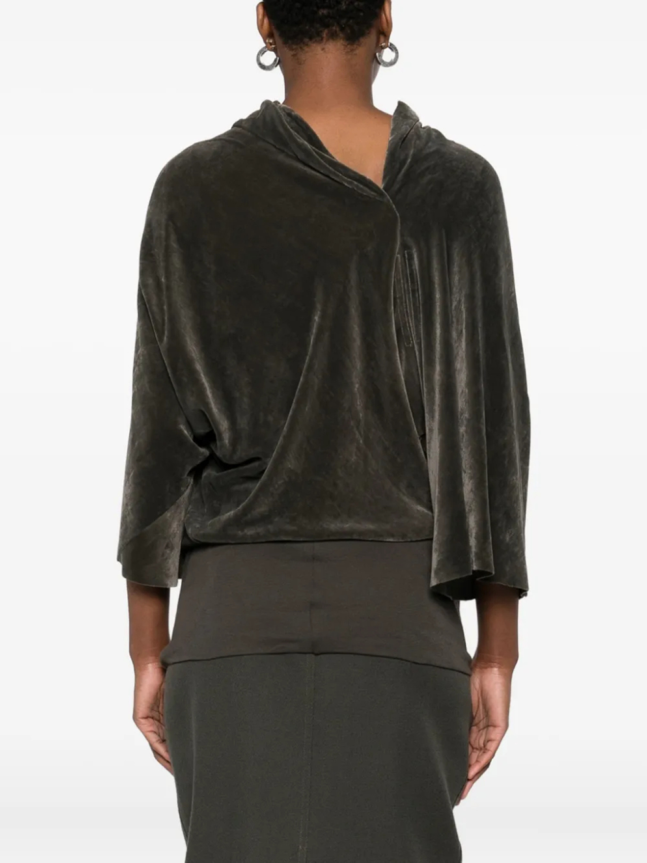Топ с драпировкой и расклешенными рукавами от Rick Owens Concordians Cylinder, зеленый — фото 4