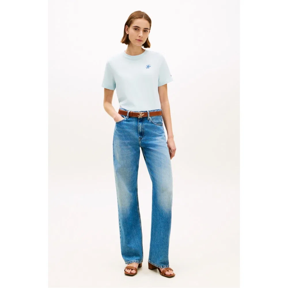 Женская футболка с логотипом Script небесно-голубая от Tommy Hilfiger Women — фото 2