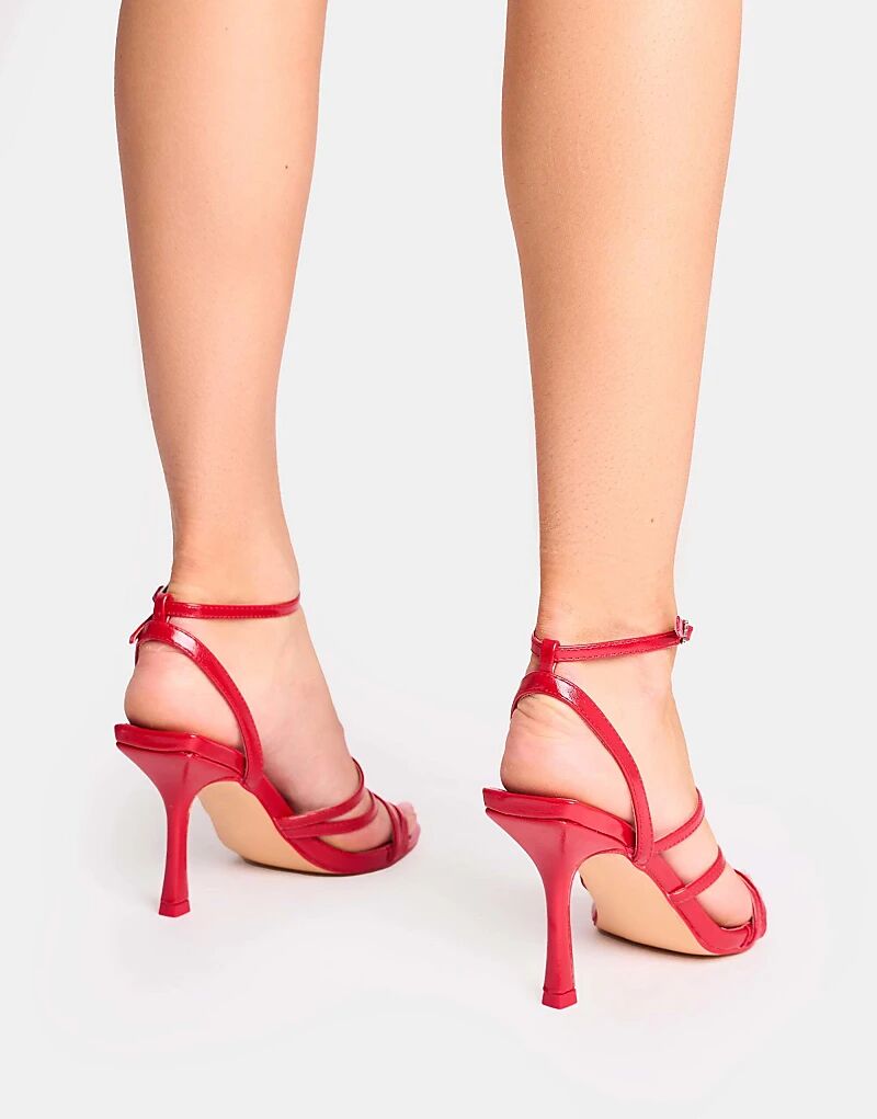 Туфли Public Desire Free Spirit на среднем каблуке с круглым носком и ремешками, красные — фото 2