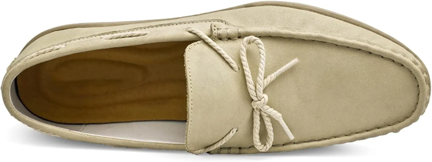Лоферы мужские кожаные Loafers for Men Deck Shoes, бежевый PLGMAUYT — фото 4