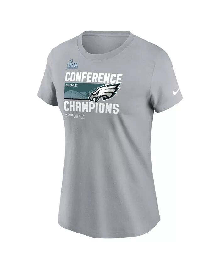 

Женская серая футболка Philadelphia Eagles 2022 NFC Champions Trophy Collection Nike