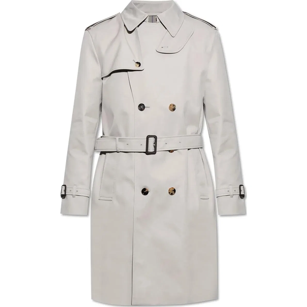 Тренчкот Burberry двубортный с поясом, классический, серый
