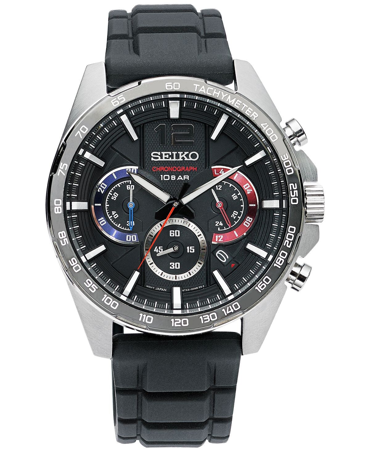 

Мужские часы Essentials с хронографом, черный силиконовый ремешок, 43,9 мм Seiko