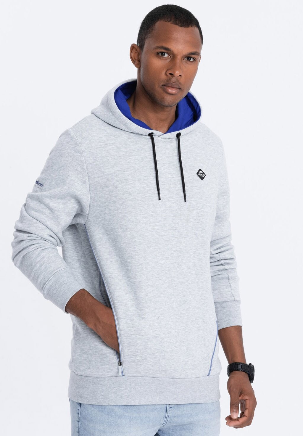 

Толстовка HOODED WITH ZIPPED POCKET Ombre, светло-серый