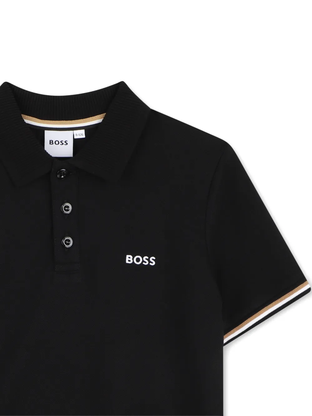 Рубашка поло с короткими рукавами Boss Kidswear, черный — фото 3