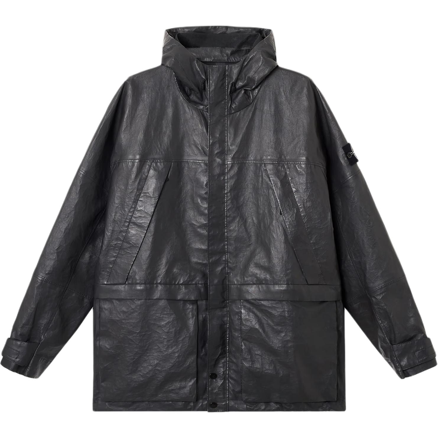 

STONE ISLAND Кожаная куртка, Charcoal Gray