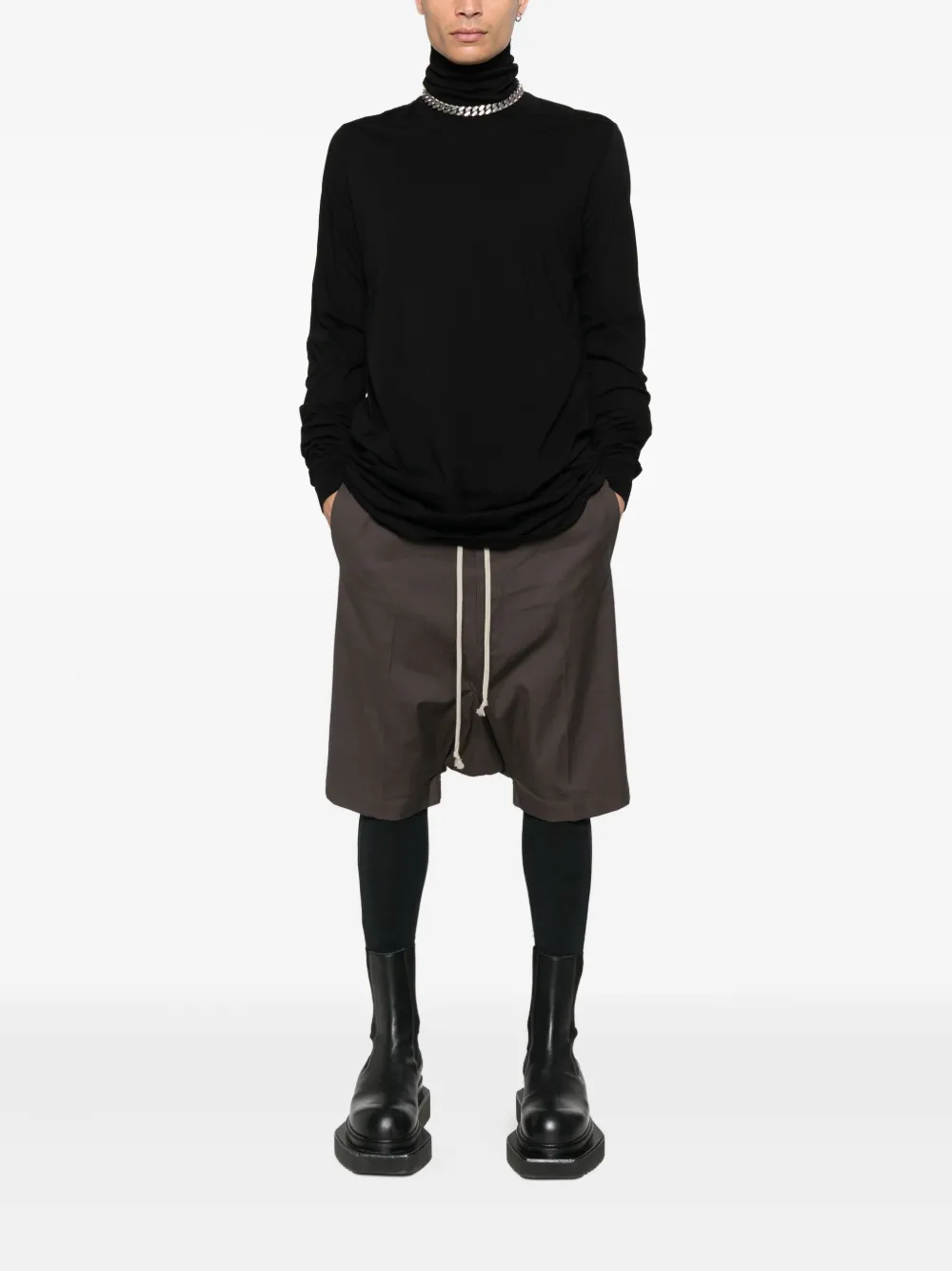 Хлопковая футболка с длинным рукавом Rick Owens, черный — фото 2