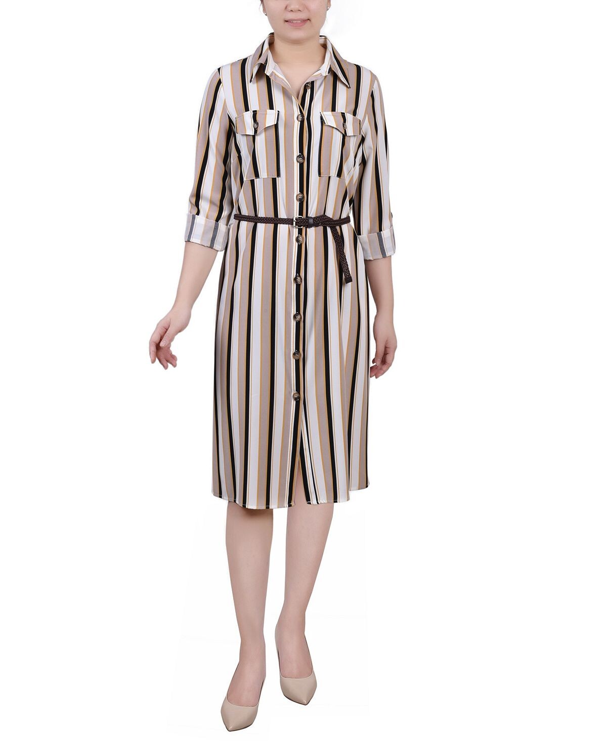 

Платье-рубашка Petite с объемными рукавами 3/4 NY Collection