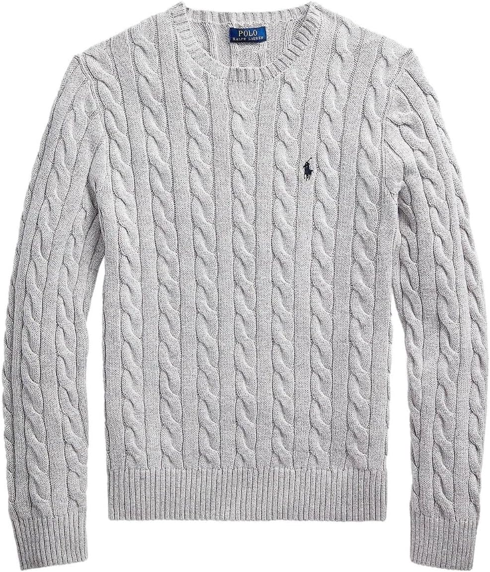 

Polo Ralph Lauren мужской свитер из хлопка с косой вязкой, Rl Smoke Grey Heather