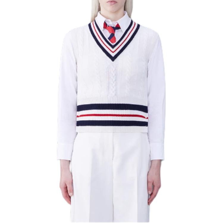 

Топ из кашемира с полосками RWB THOM BROWNE, белый