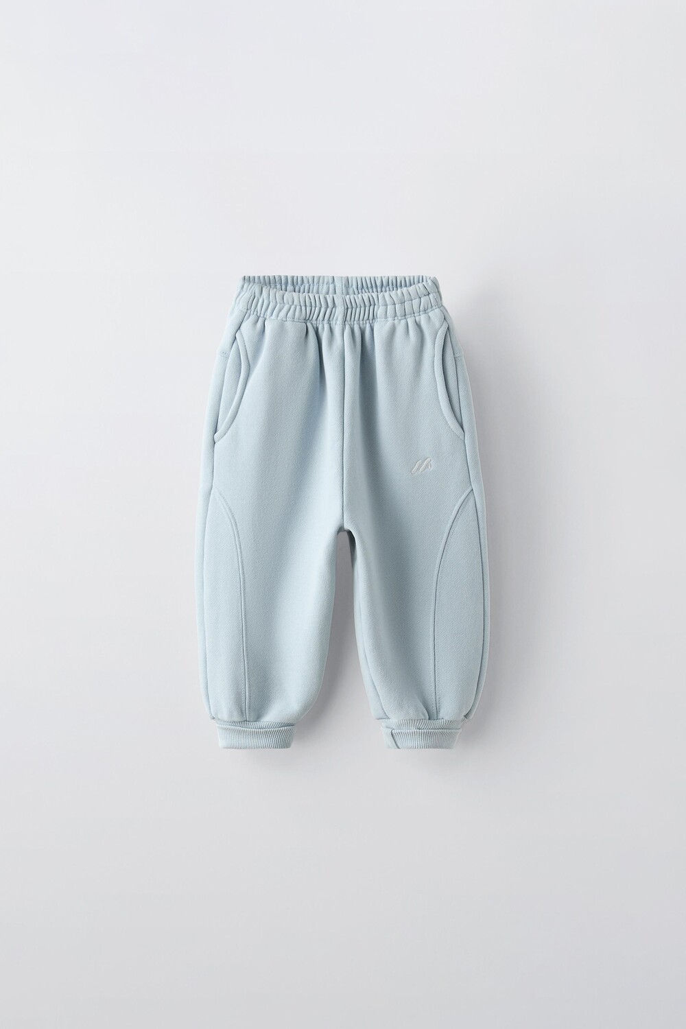 

Широкие брюки с вышивкой ZARA, светло-голубой