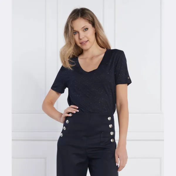 Футболка обычного кроя Reg v-nk fem из нержавеющей стали металлик Tommy Hilfiger, синий — фото 2