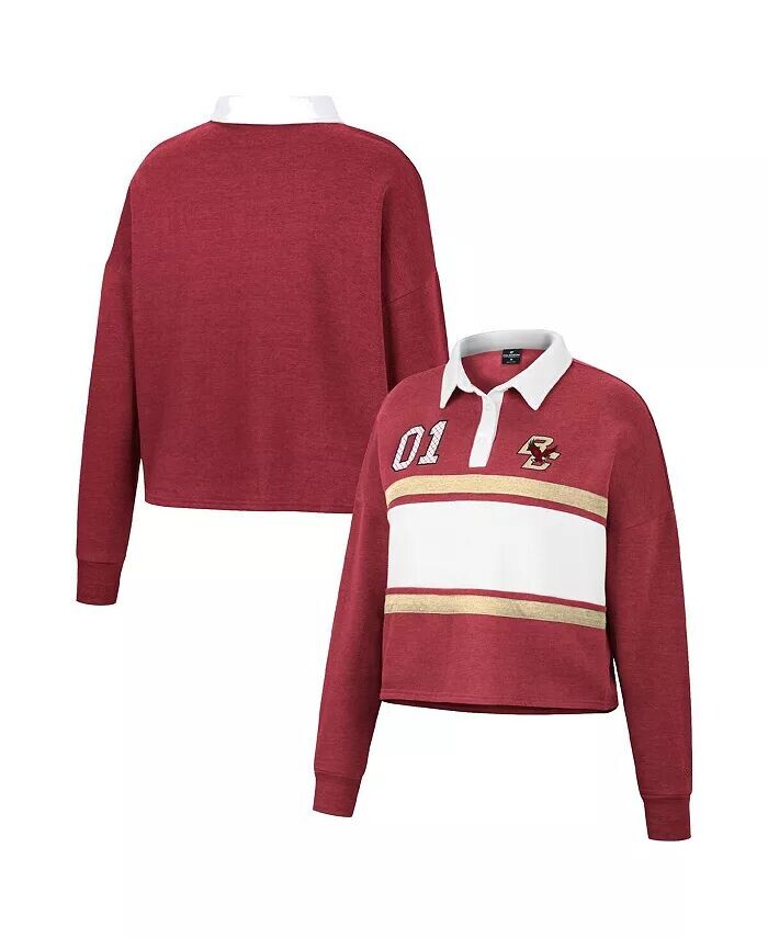

Женская рубашка по регби с длинным рукавом Heather Maroon Boston College Eagles I Love My Job Colosseum