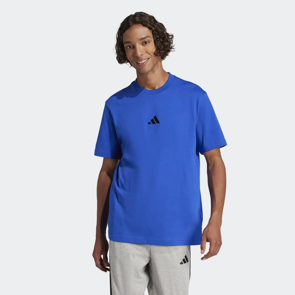 

Мужская футболка Adidas Essentials с маленьким логотипом Single Jersey, синий