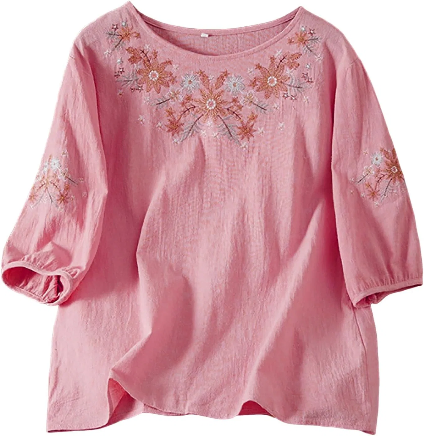 Футболка с вышивкой, полуприлегающая, из коллекции, розовая
