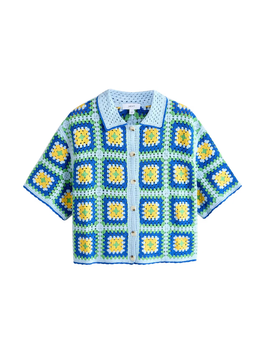 Вязаный кардиган 'Square' Next, Blue/Pastel Blue