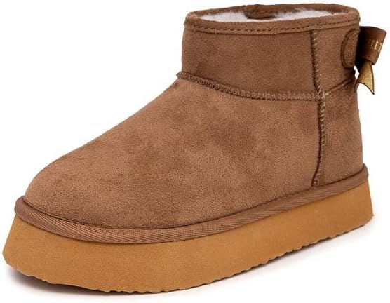 

Зимние ботинки Juicy Couture для девочек с бантом, уютные ботинки на меху без застежки для маленьких и больших детей, Natural