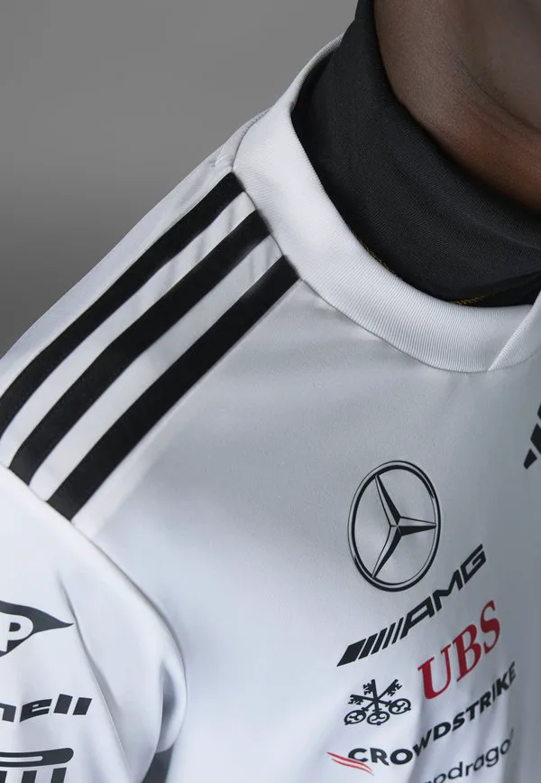 Футболка с принтом mercedes amg petronas formula one team, белая, для мужчин. Adidas Originals, White Black — фото 4