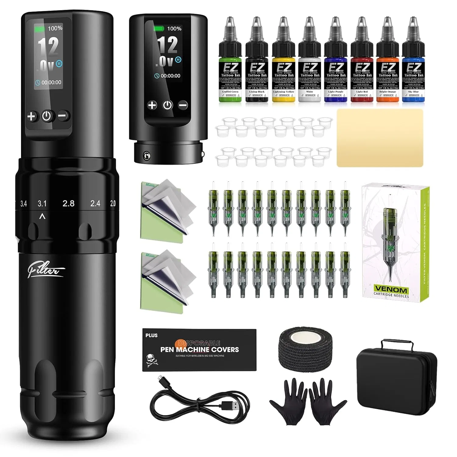 Беспроводной тату-аппарат «X30» с 7 режимами хода и блоком питания от EZ Tattoo Machine Ez Tattoo