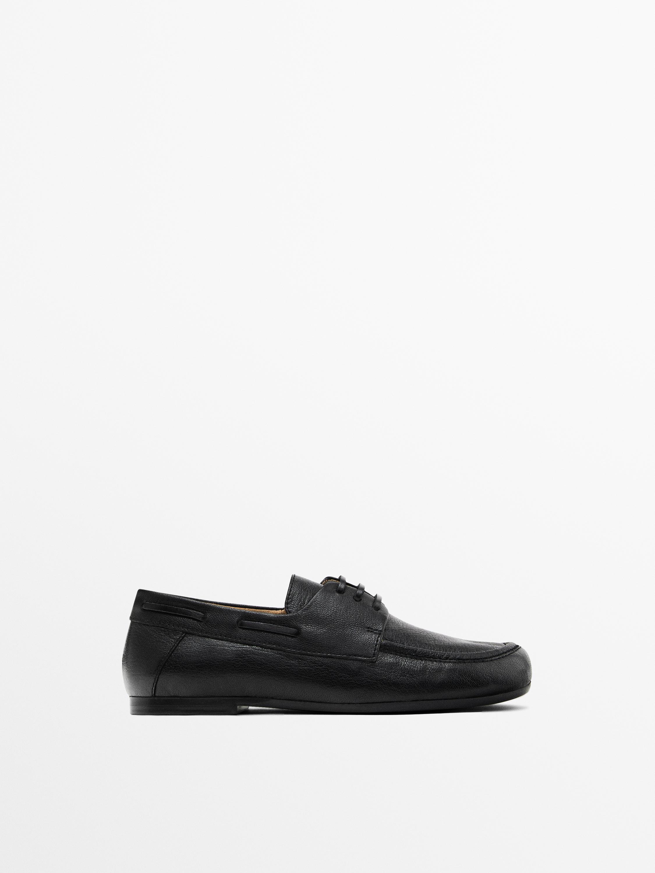 Кожаные туфли на палубе Massimo Dutti, черный