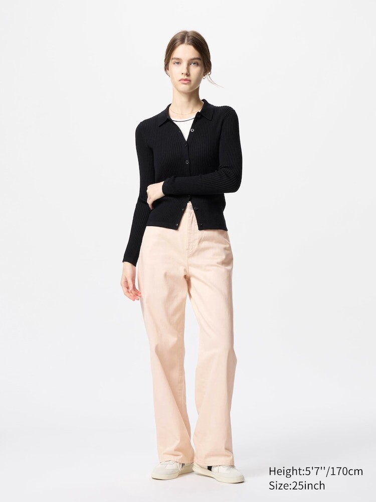 

Широкие прямые джинсы Uniqlo, цвет 10 розовый