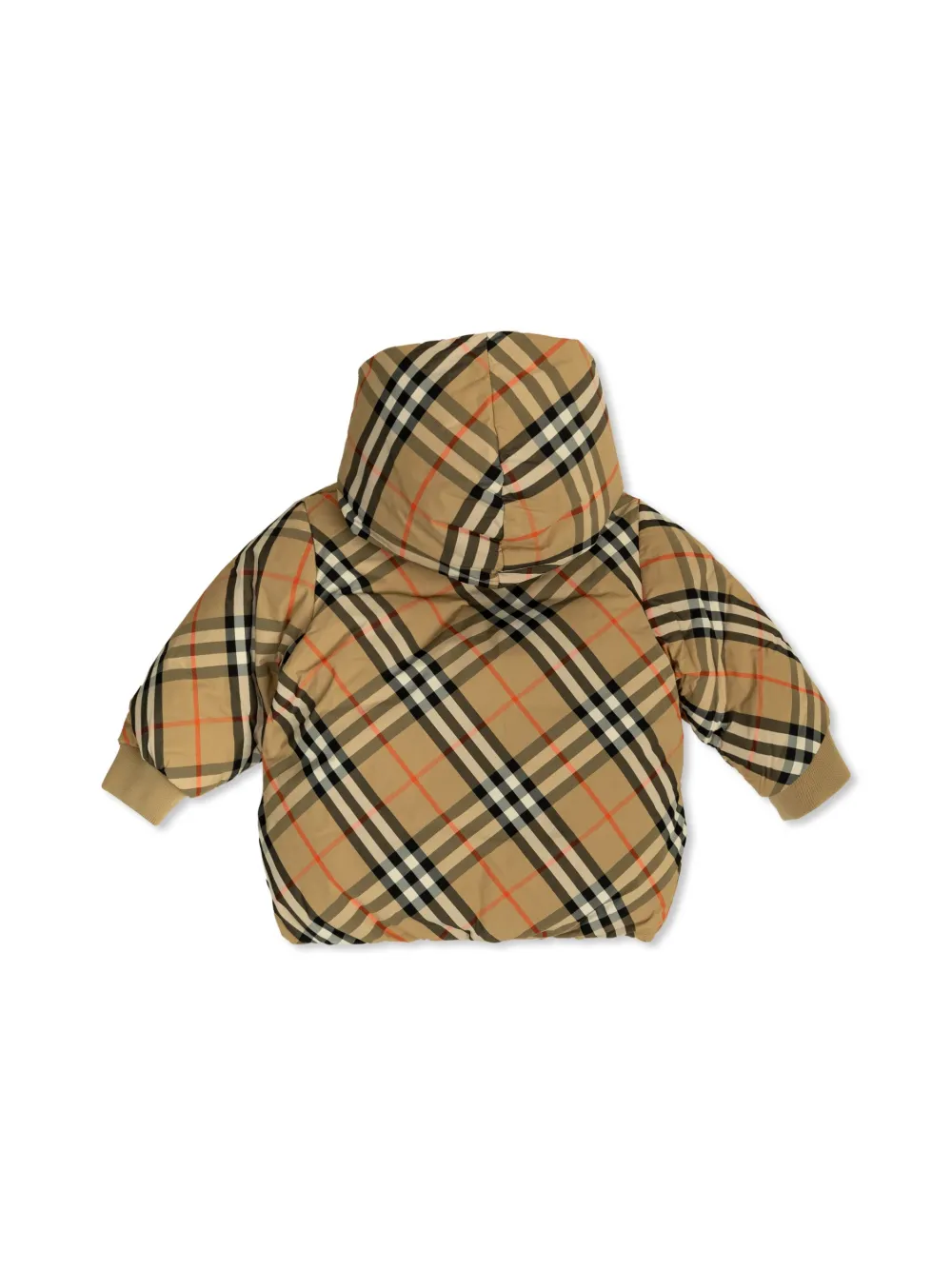 Пуховик в клетку BURBERRY KIDS, нейтральный — фото 2