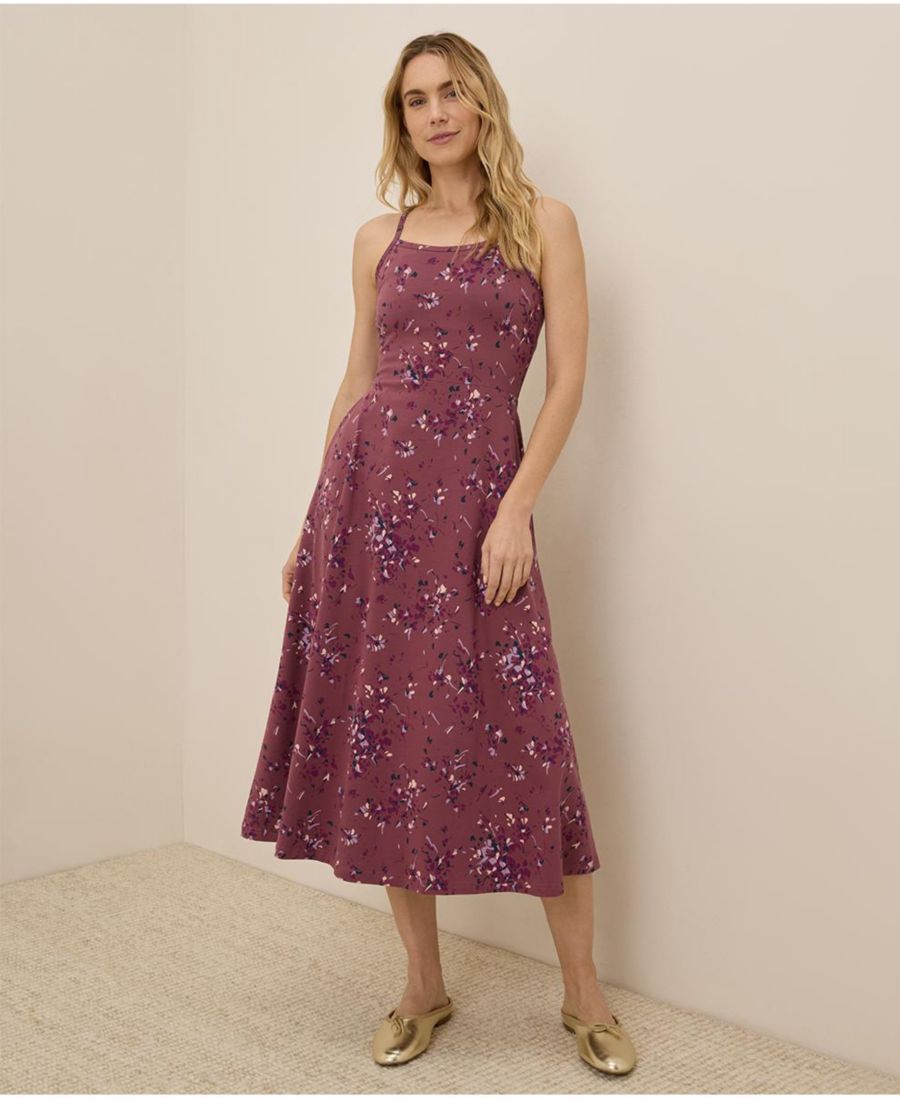 

Женское миди-платье приталенного силуэта с расклешенной юбкой Pact, Dotted sprays mauve