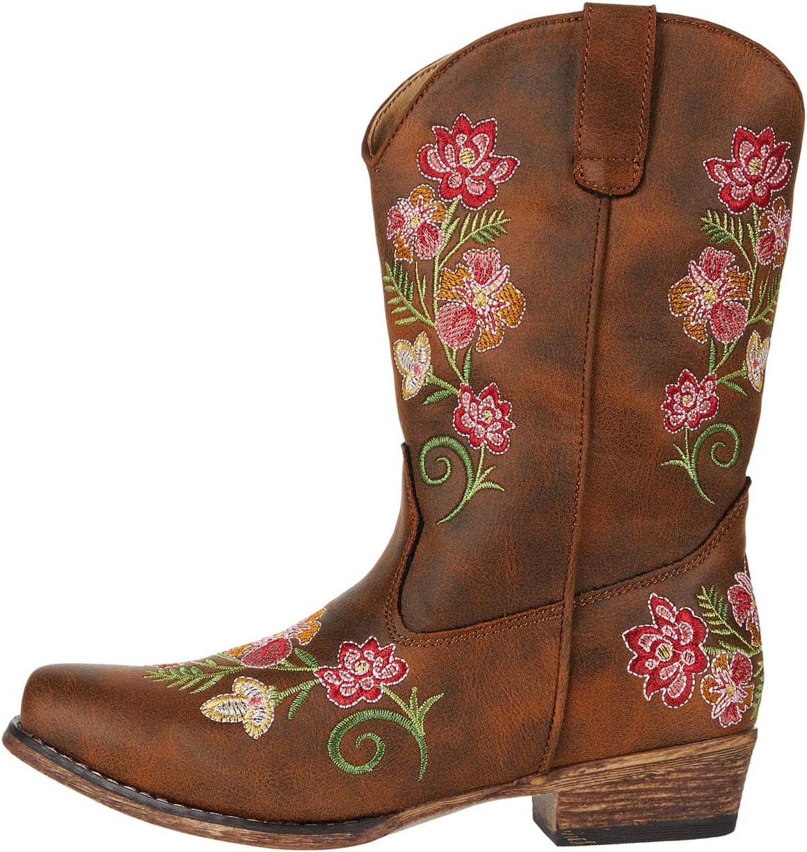 Ботинки Roper Kids  Juliet, Brown Faux Leather Vamp/Floral Embroidery — фото 4