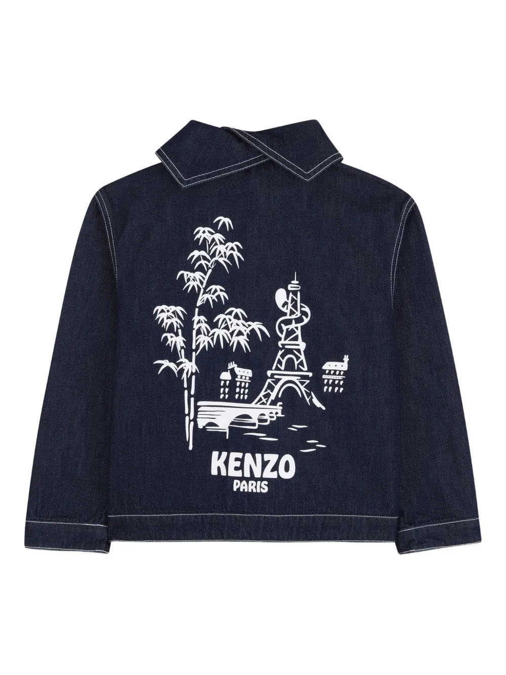 Джинсовая куртка на пуговицах Kenzo Kids, синий — фото 2