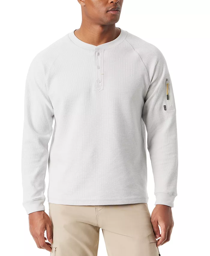 

Мужская утепленная футболка с длинным рукавом Henley свободного кроя Performance Thermal BASS OUTDOOR, белый