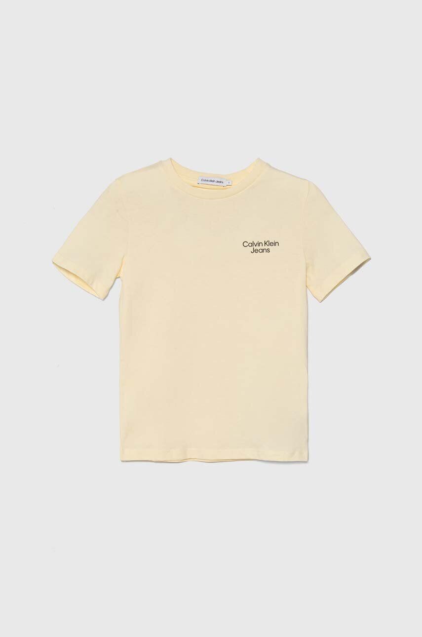

Детская хлопковая футболка Calvin Klein Jeans, желтый