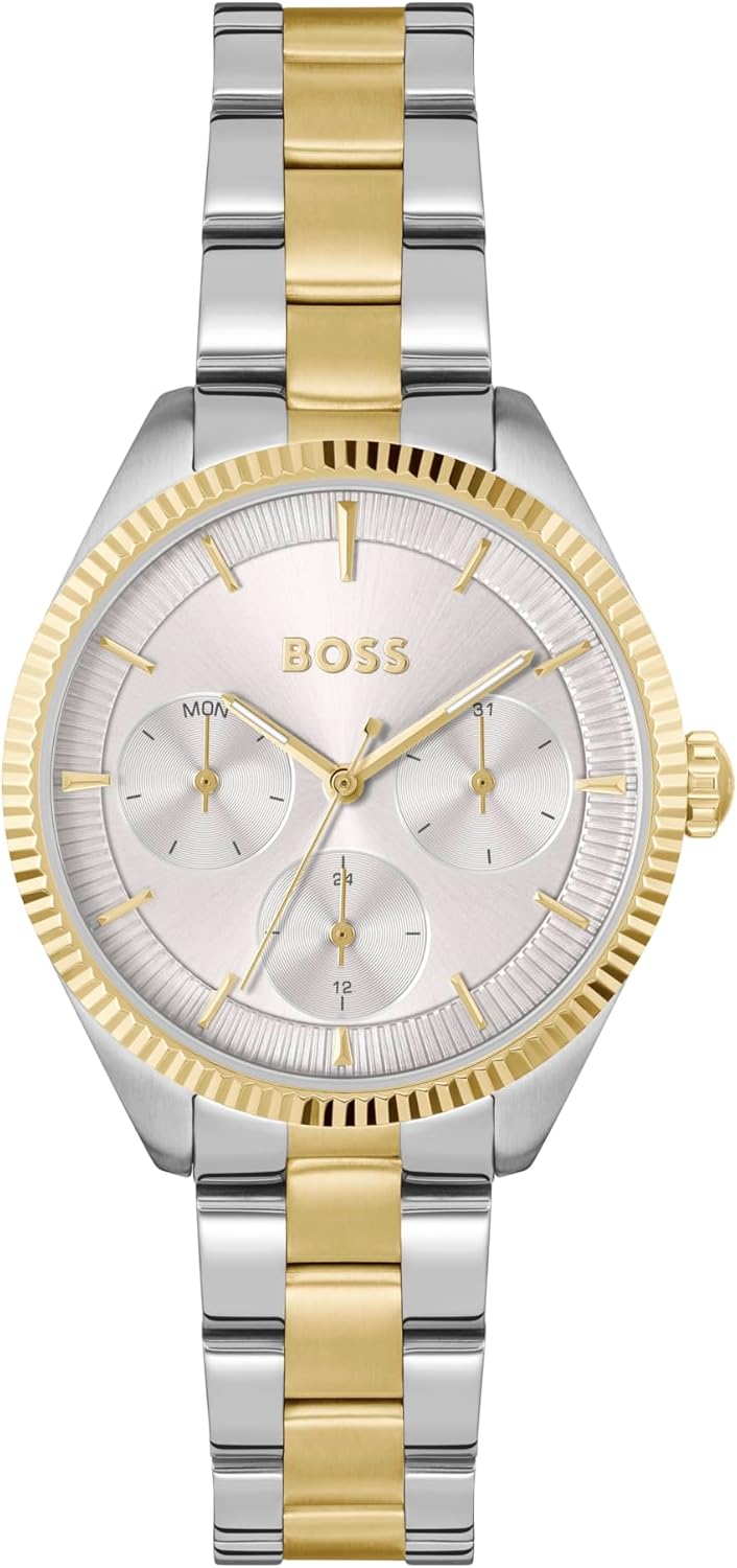

BOSS Majesty Sport женские часы с кварцевым механизмом и множеством функций, корпус из нержавеющей стали, водонепроницаемость 3ATM/30м - спортивный и элегантный аксессуар - подарок для нее, 36мм, Two Tone, Двухцветный, BOSS Majesty Sport женские часы с кв