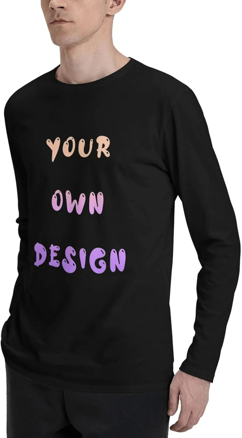 Футболка с длинным рукавом Custom Mens Cotton Crew Neck — фото 3