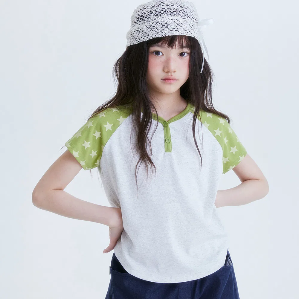 Детская зелёная футболка Star Raglan от Taeble