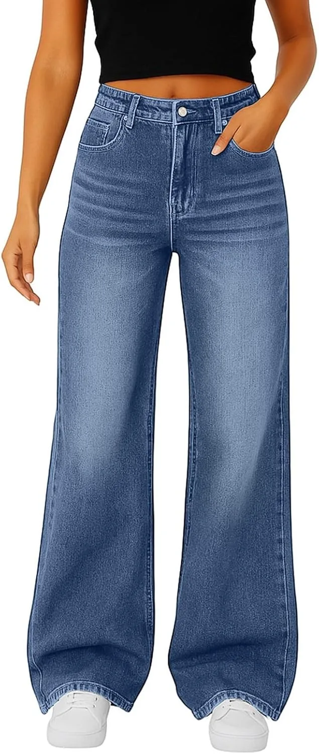 

Женские джинсы wide leg с высокой посадкой и эффектом tummy control