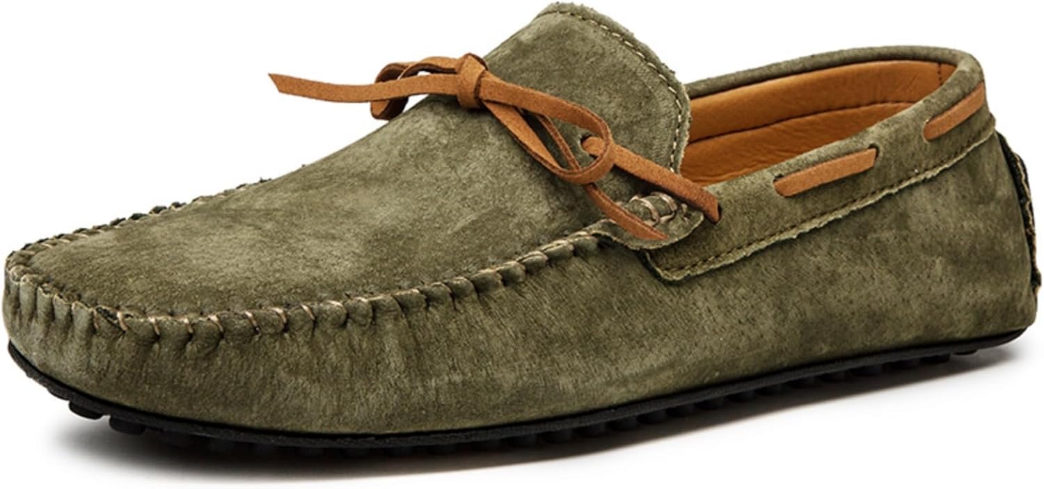 

Мужские ручной работы мокасины Khwfjas из замши - удобные, нескользящие, повседневные лоферы для дома и улицы, зеленый