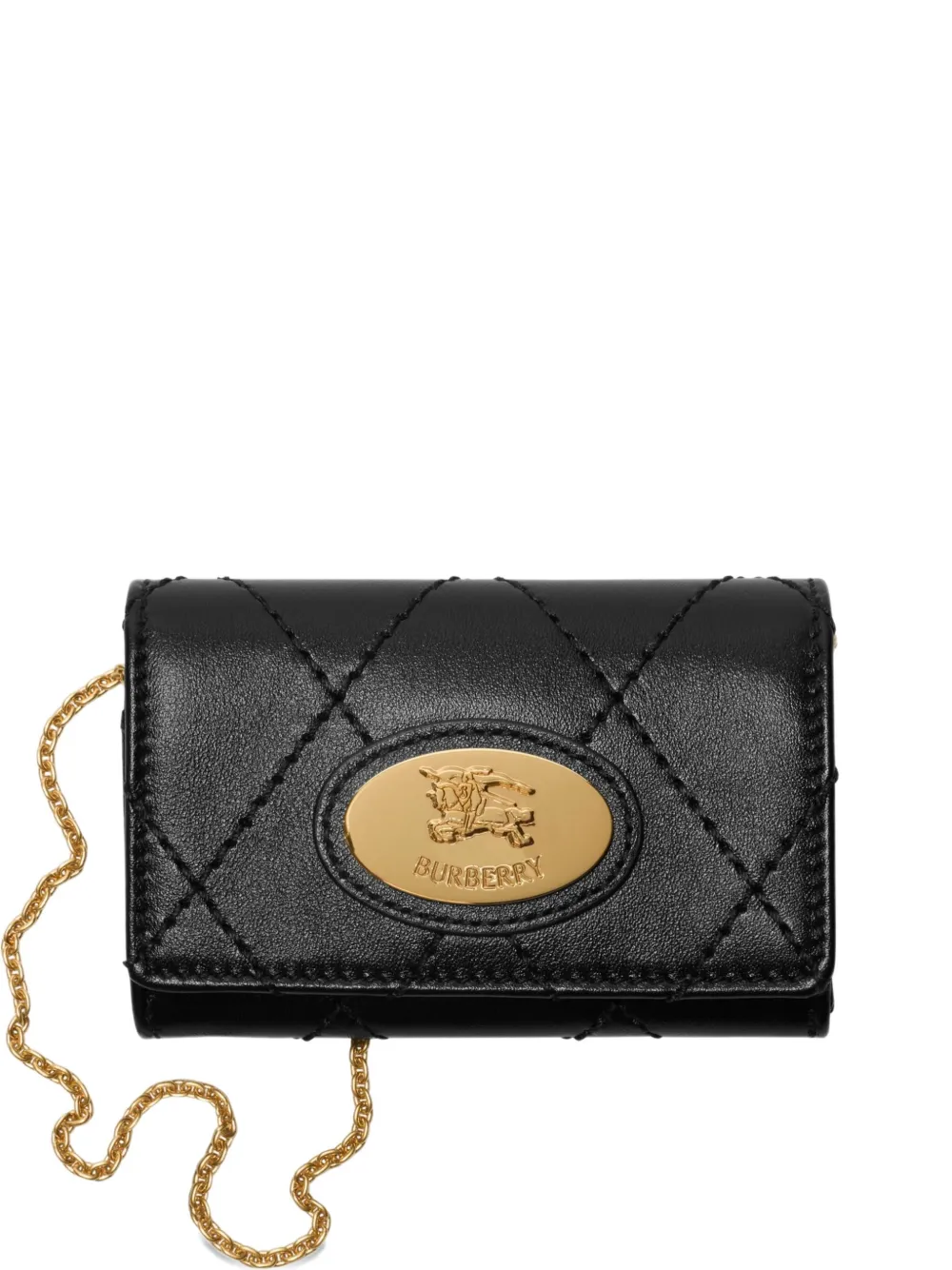 

Стеганый держатель для карт на цепочке BURBERRY, черный