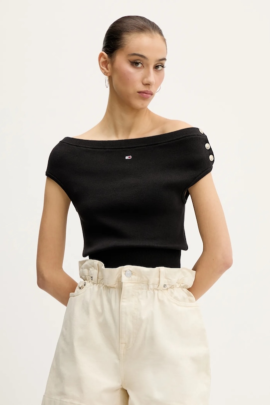 

Хлопковый свитер Tommy Jeans, черный