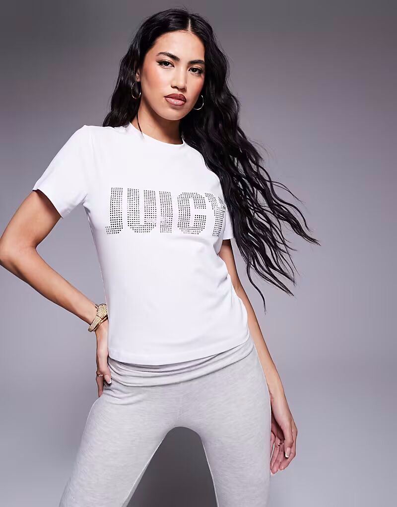

Футболка с логотипом Juicy Couture Diamanete белого цвета