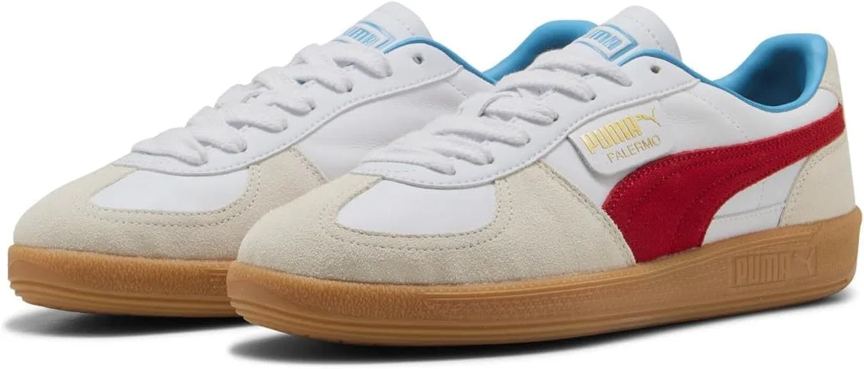Кроссовки кожаные PUMA, цвет Puma White/Four Time Red (21)