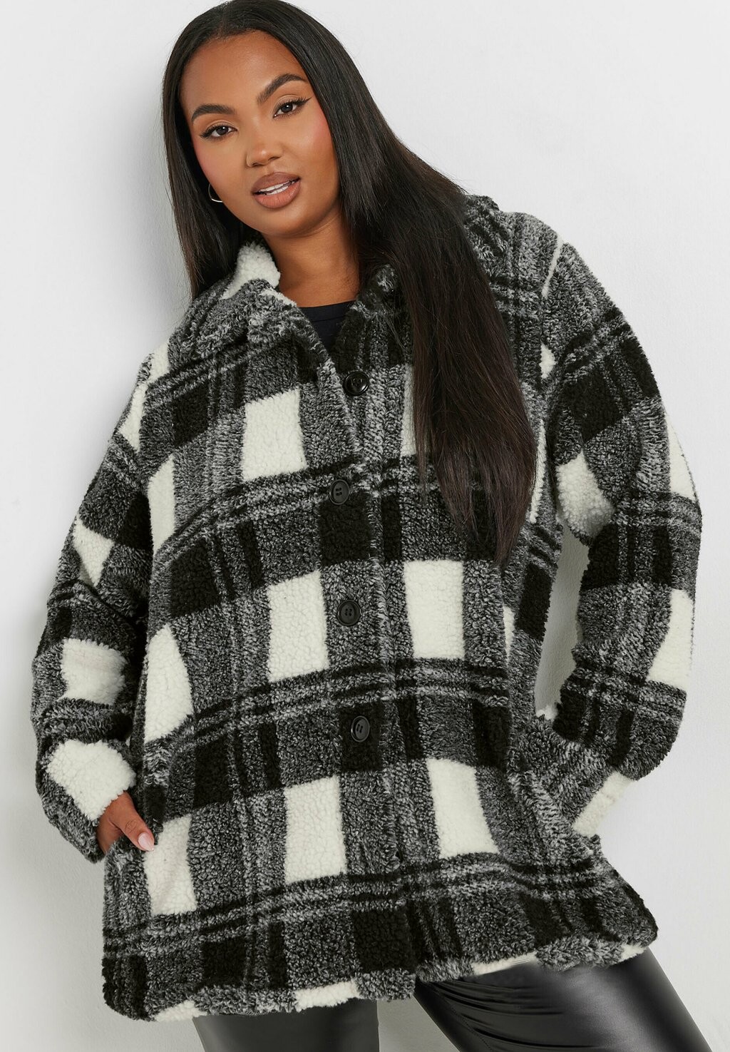 

Зимнее пальто CHECKED Yours Clothing, антрацит