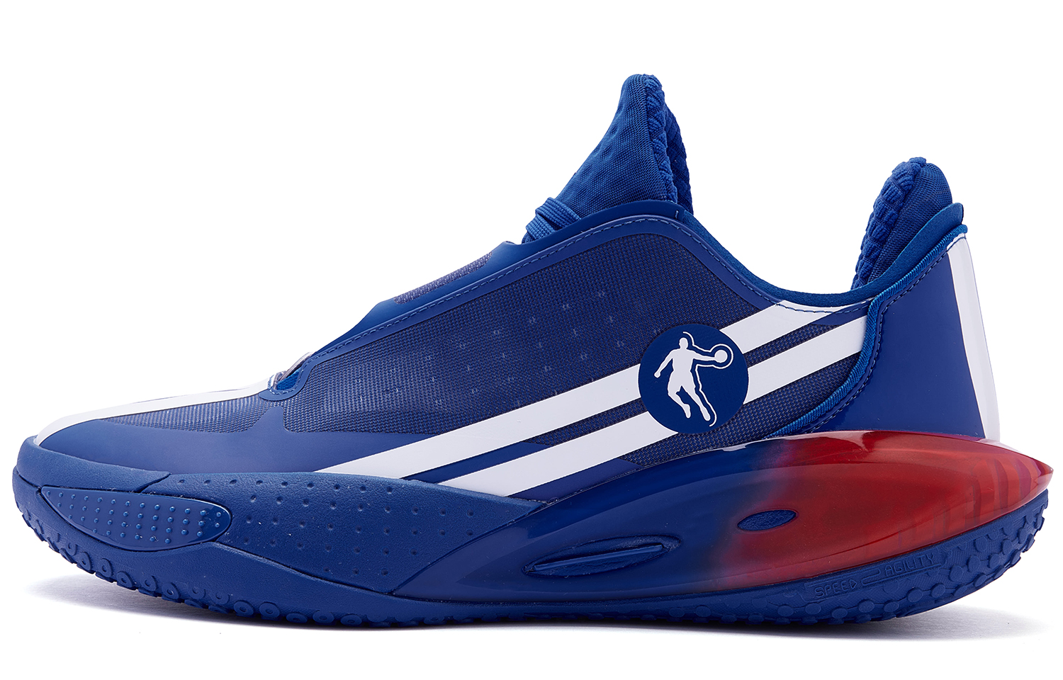 

QIAODAN Кроссовки баскетбольные мужские Sharp Edge RISE1.5 V8 Cushioning Slip Resistant Low top бело-синие