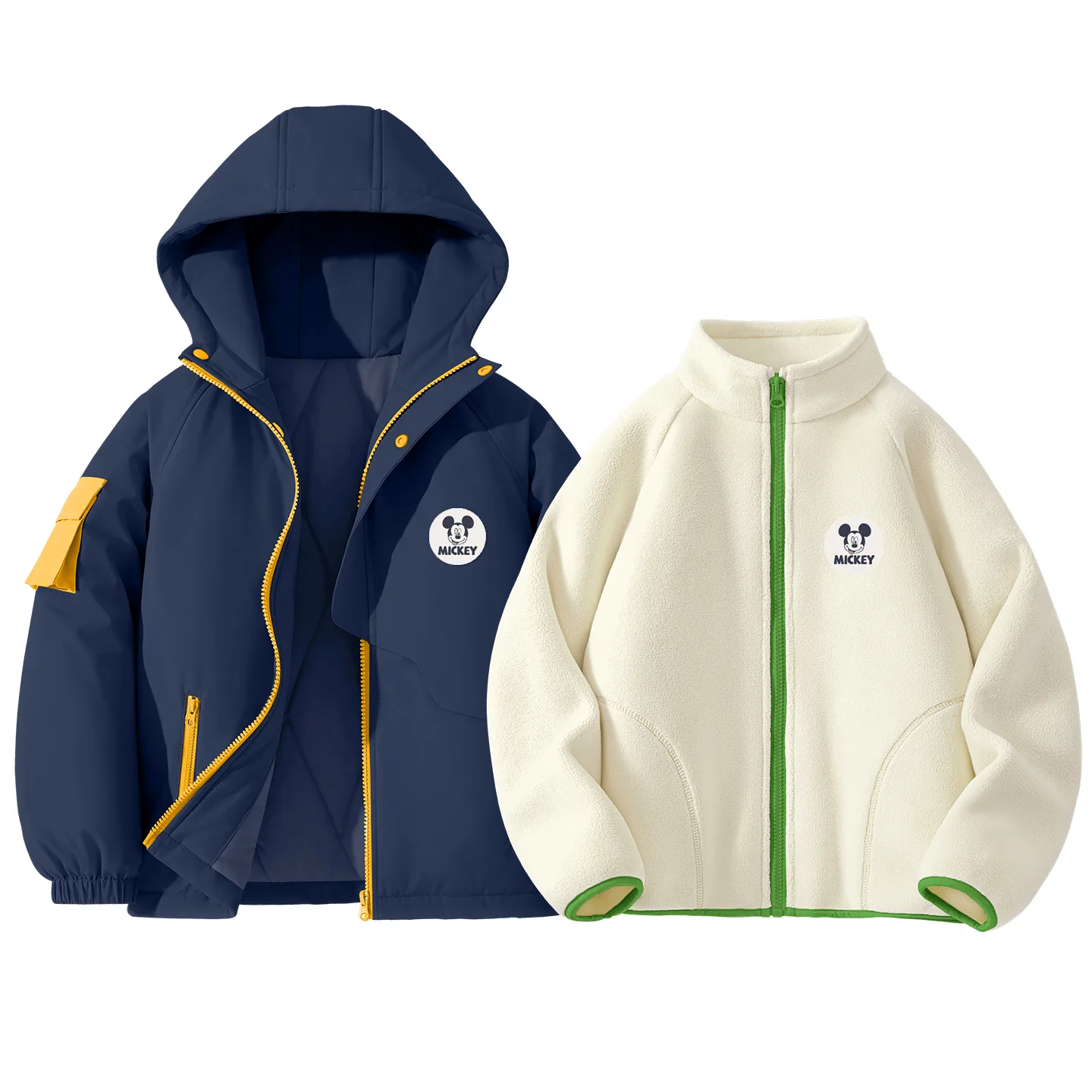 Детский спортивный комплект Casual Sportswear из 2 предметов Disney, [Thickened Thermal]Diki Round Hook-and-Loop K Navy Blue+Diki Medium Round Hook-and-Loop K Light Milk White