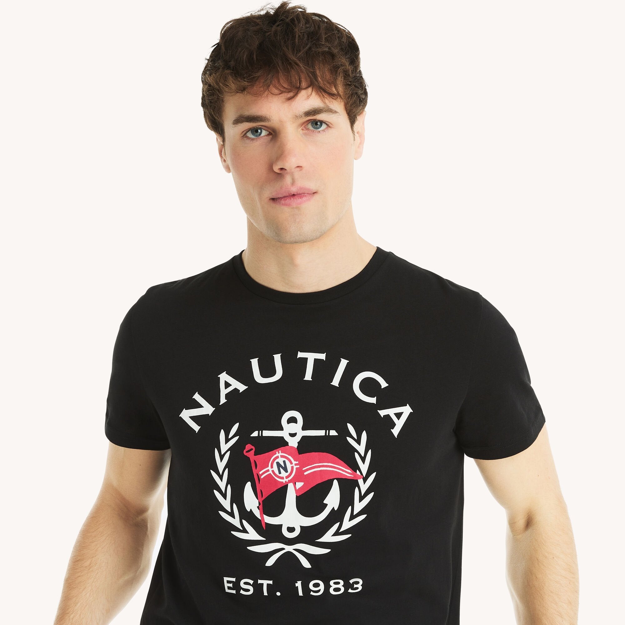 

Футболка мужская Nautica с рисунком якоря, цвет true black