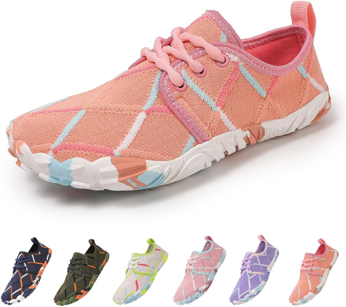 

Кроссовки для воды, минималистичные прогулочные туфли, быстро сохнущие дышащие сетчатые, подошва из нескользящей резины, широкий носок, для пляжа, бега и походов на открытом воздухе Suxiaur, 2598-skin