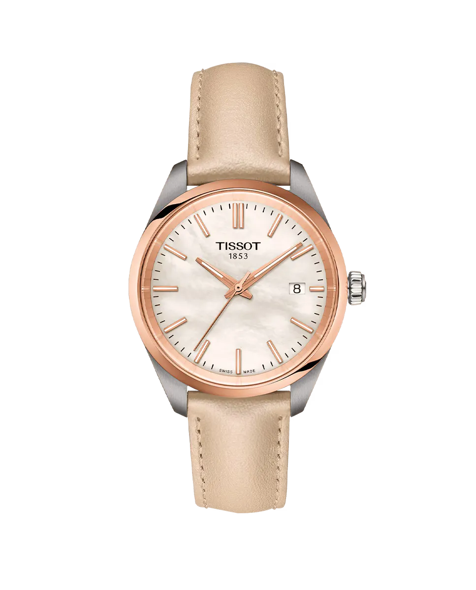 

Женские часы PR100 из коричневой кожи диаметром 34 мм Tissot, коричневый