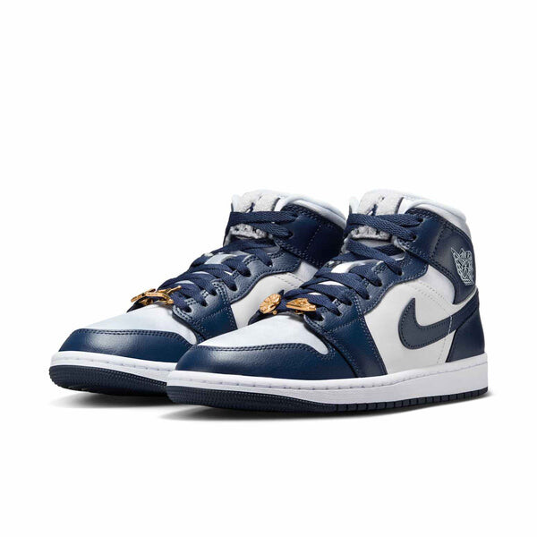 Кроссовки 1 mid se 'football grey white midnight navy' Air Jordan, серый — фото 3