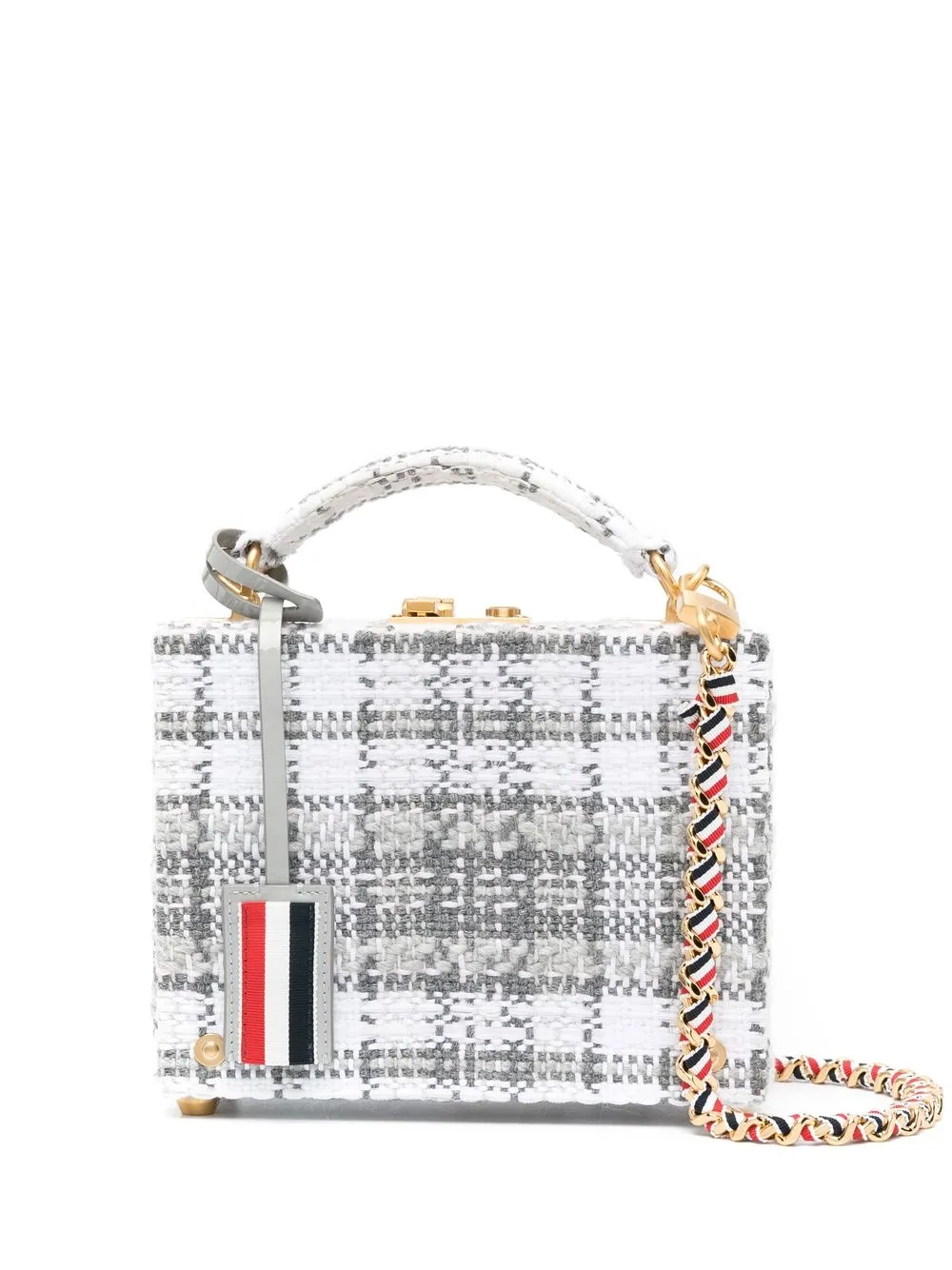 

Сумка через плечо в клетку тартан THOM BROWNE, серый