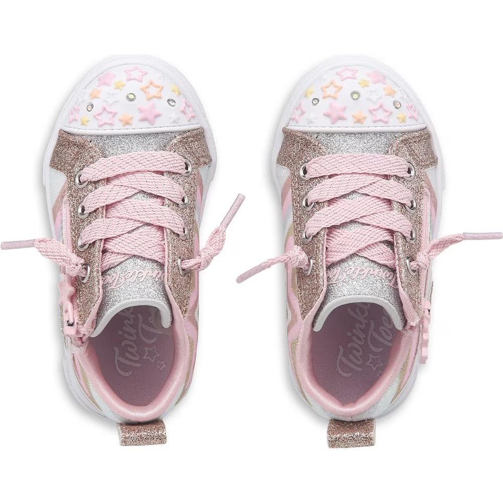 Детские кроссовки со светящейся подошвой Twinkle Sparks Skechers для малышей/маленьких детей, pink metallic sters — фото 3